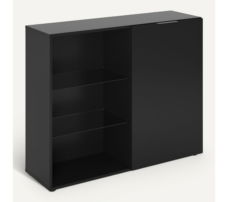 Commode Avec 1 Porte Et Étagère Ouverte Noir