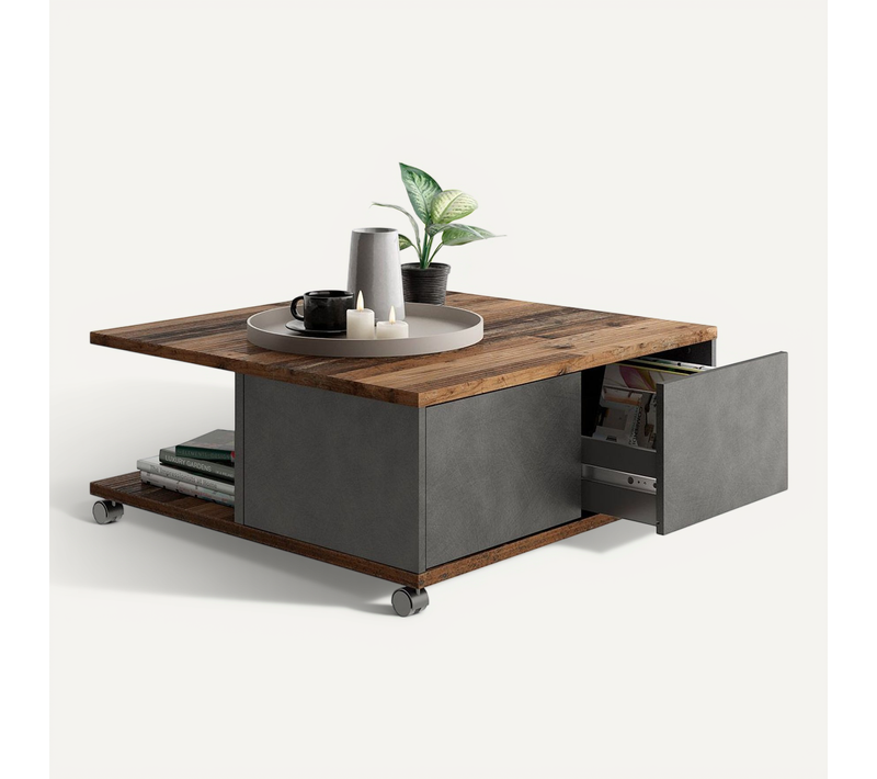 Table Basse Design "volgan" 70cm Chêne Foncé
