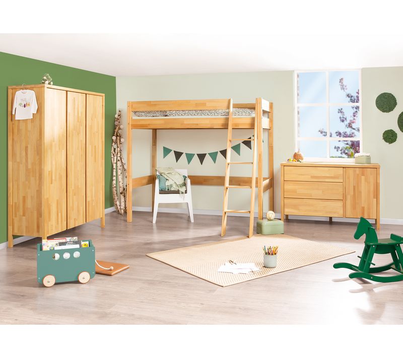 Ensemble Chambre Enfant « enno » Extra Large Grande Avec Lit Mezzanine, à 3 Éléments