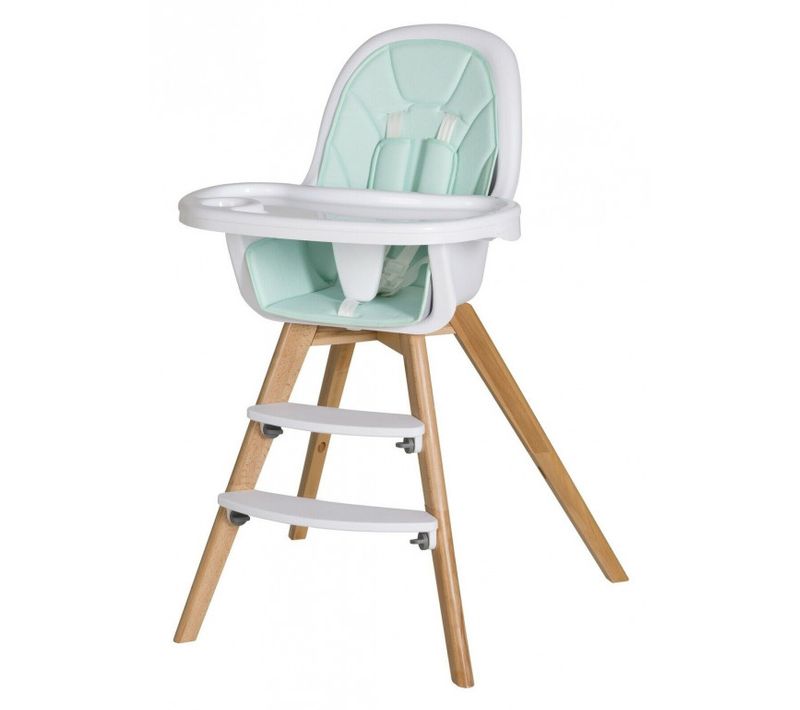 Chaise Haute Simili Cuir Vert Et Pieds Hêtre Massif Clair Holly L 58 X H 96 X P 55 Cm