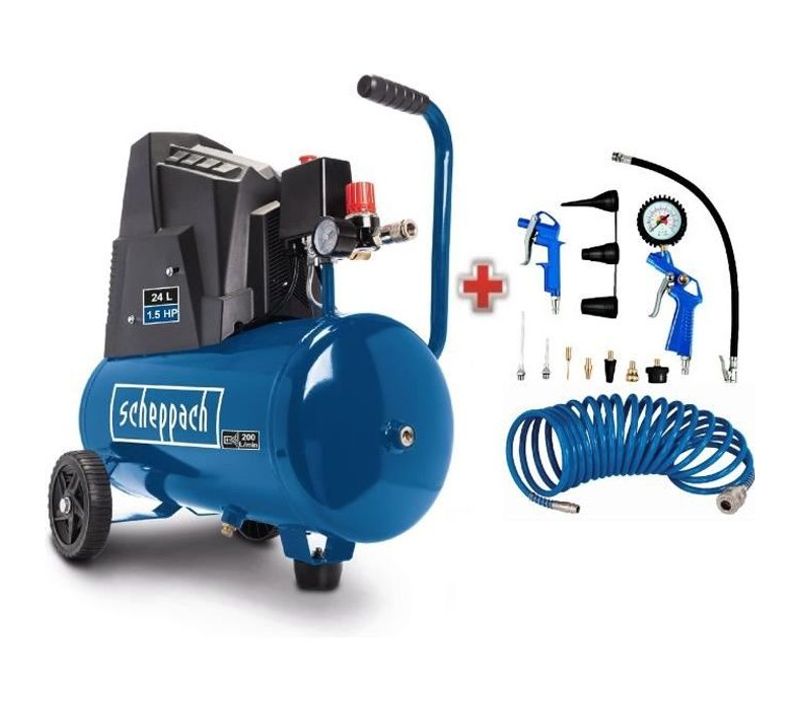 Compresseur D'air Horizontal Hc30o - 24l - 110 W - 8 Bars - Livré Avec Un Jeu De 13 Accessoires)à