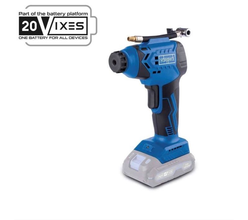 Compresseur Sans Fil C-ac20-x - 7 Bars Max - 6 Accessoires - Scheppach 20v Ixes - Sans Batterie