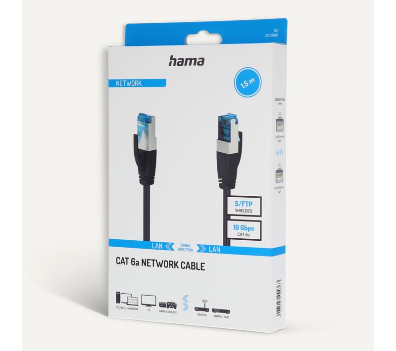 Câble réseau RJ45 CAT-6a HAMA 10 gbi/s 1,5 M - 200680