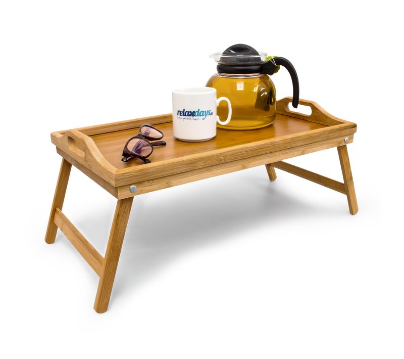 2 Plateaux De Lit Pliables En Bambou