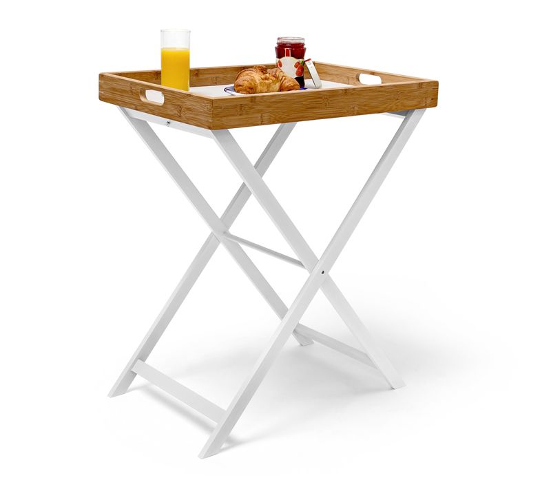 Table D'appoint Pliable Bambou Plateau 60x40x72