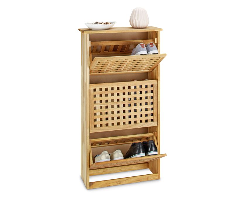 Meuble à Chaussures Haut En Bois Noyer