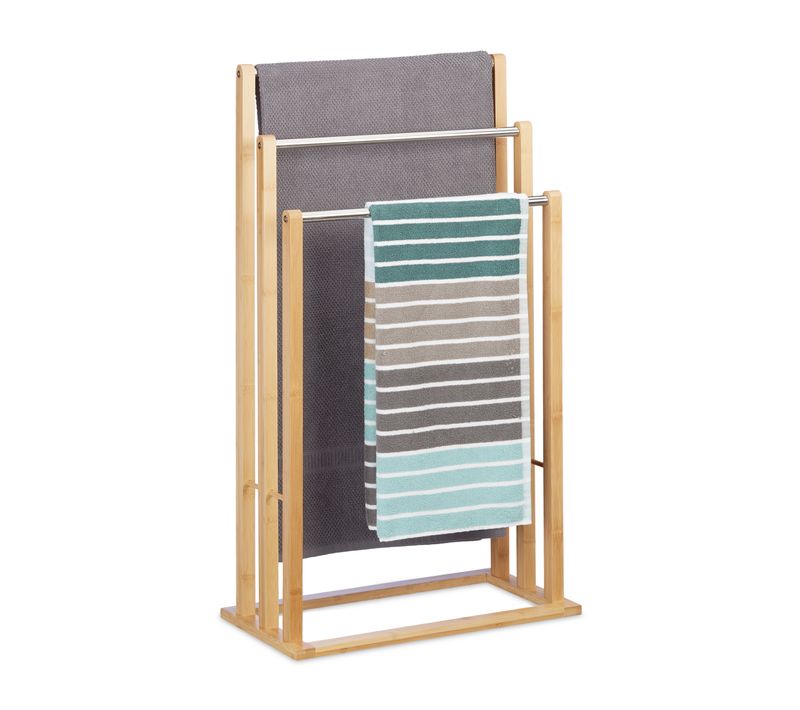 Porte-serviettes Sur Pied 3 Bras Bambou