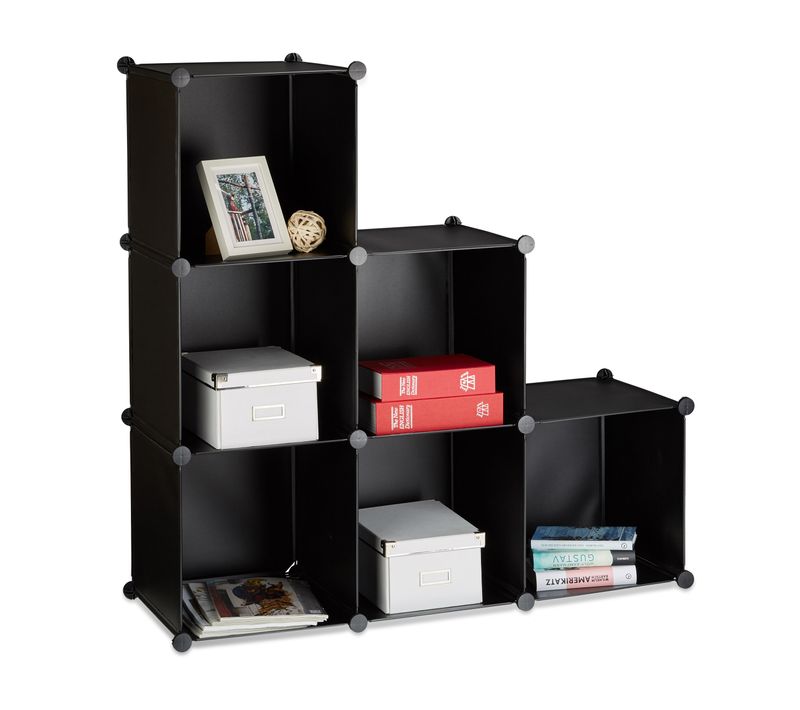 2x Étagère Escalier 6 Compartiments Noir