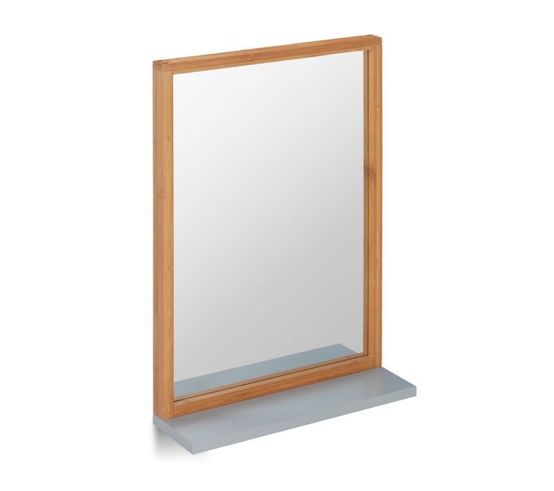 Miroir Mural En Bambou Avec Tablette