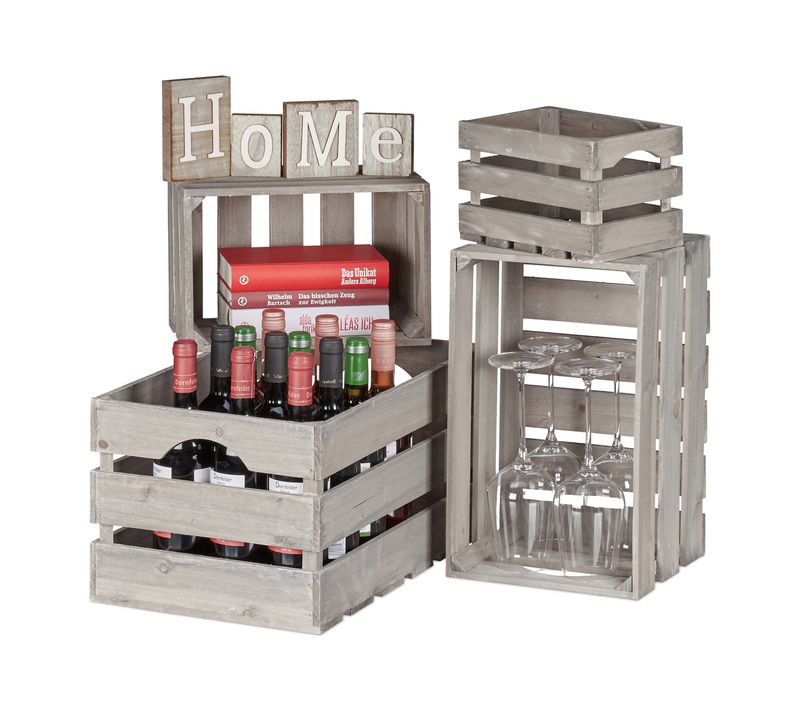 Caisse En  Bois En Jeu De 4