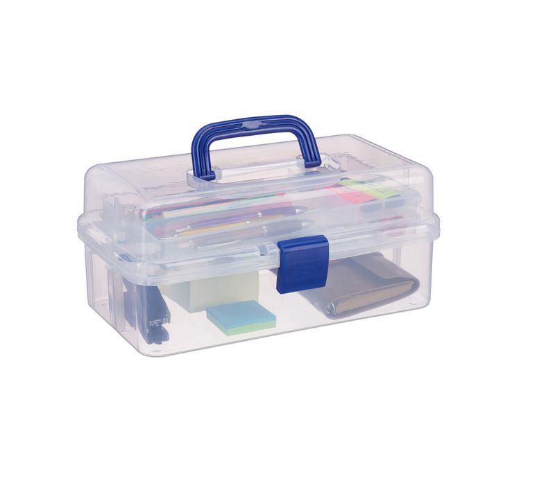 10x Boîtes En Plastique Poignée Bleue