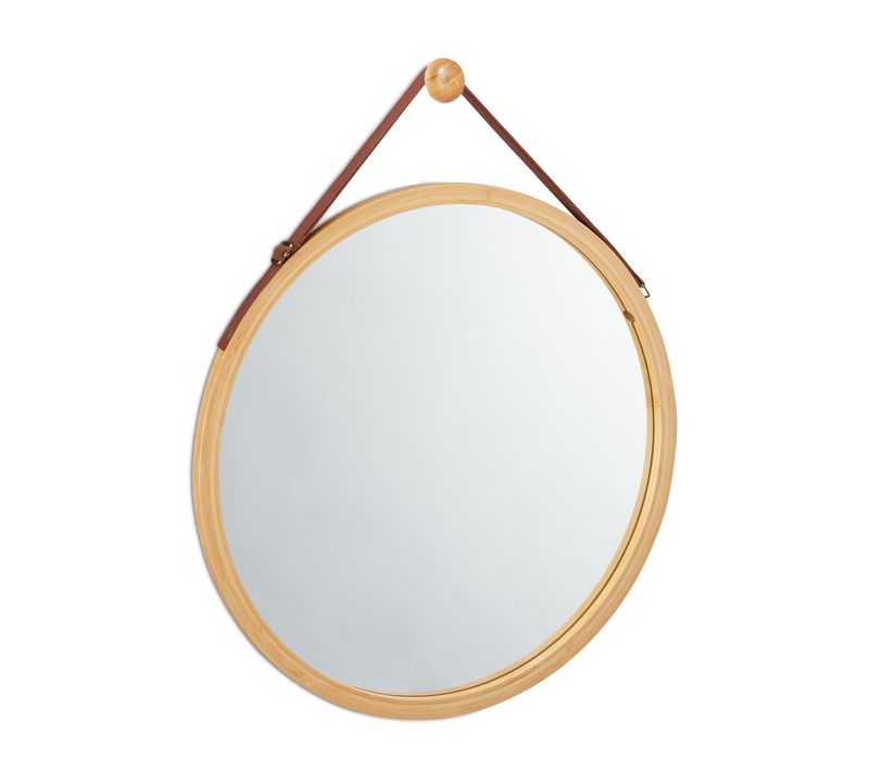 Miroir à Accrocher Rond Cadre Bambou