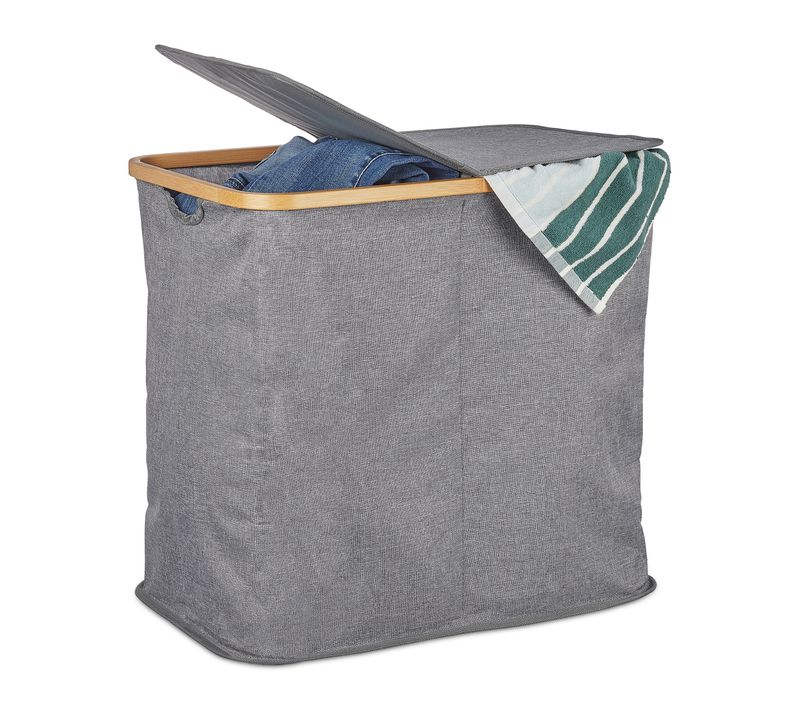 Panier à Linge 2 Compartiments Gris