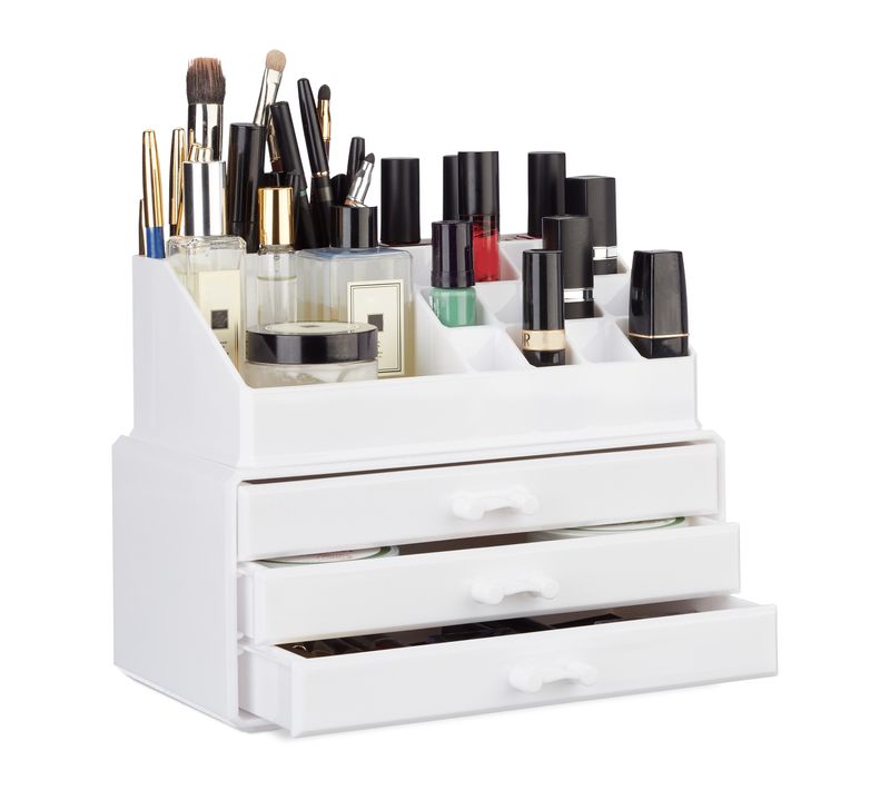 2 Organiseurs Maquillage 3 Tiroirs Blanc