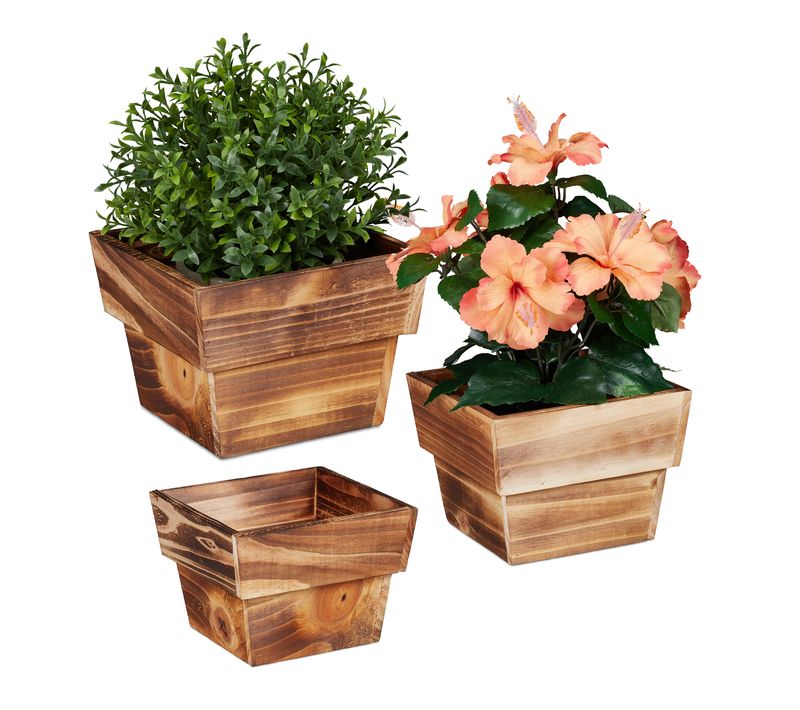 Pot à Fleurs En Bois Jeu De 3