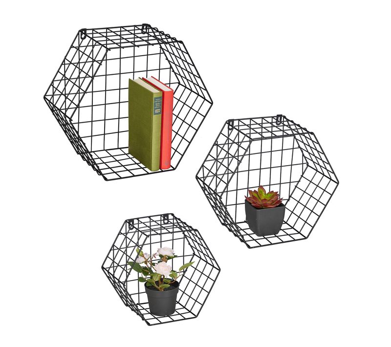 Set De Trois Étagères Murales Noires