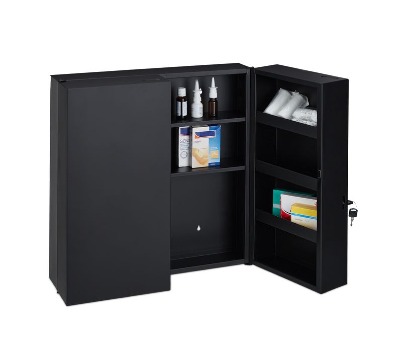 Armoire à Pharmacie Xxl En Acier Anthracite 53x19x53.5