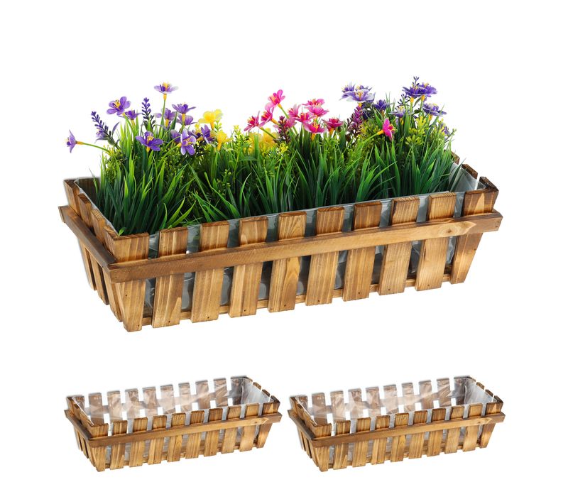 Jardinières Aspect Clôture Bois Lot De 3