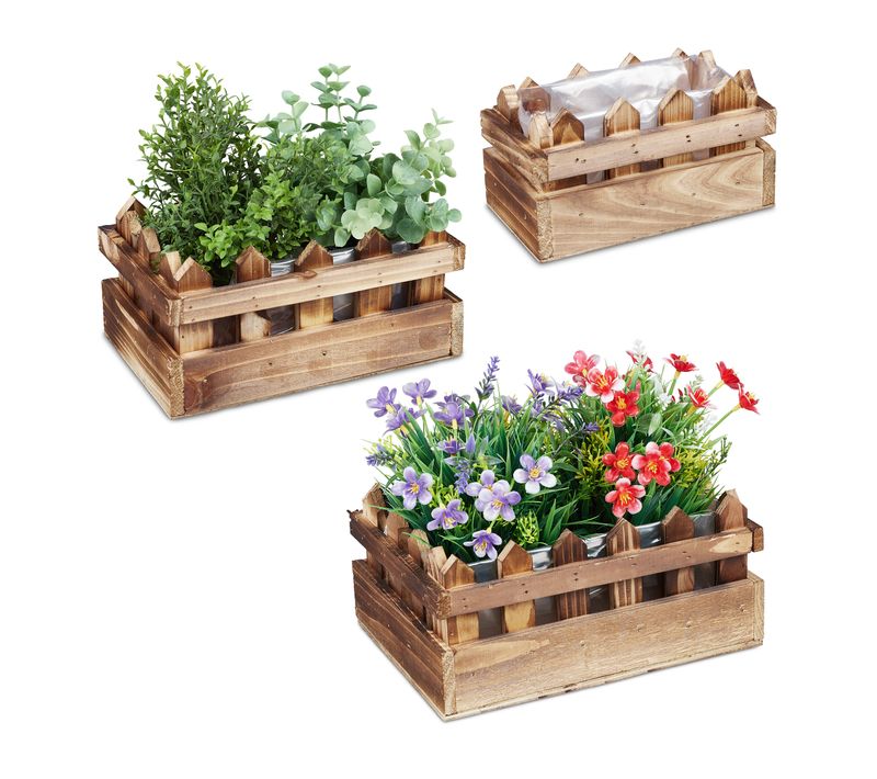 Lot De 3 Jardinières Au Design Clôture
