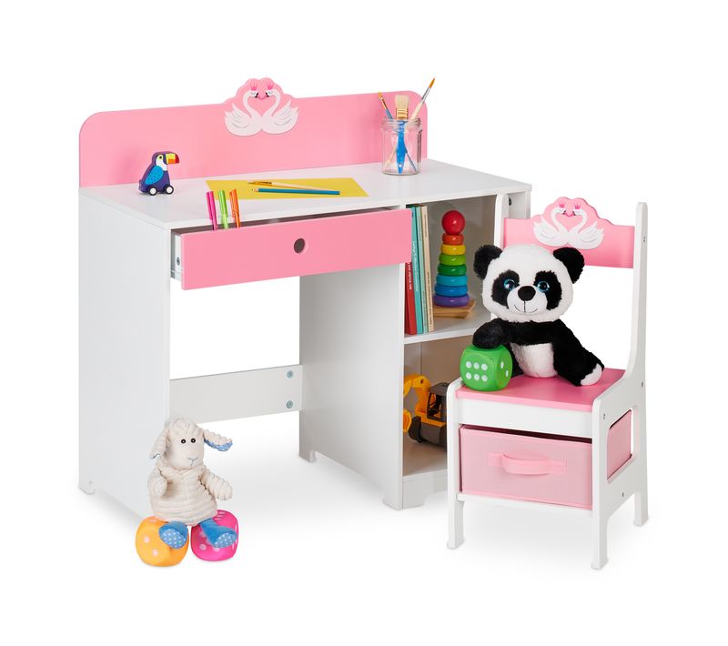 Bureau Et Chaises Enfants, Motif Cygne