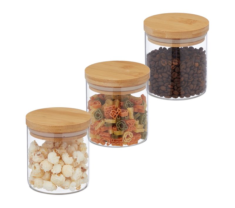 Lot De 3 Bocaux En Verre 500ml Couvercle