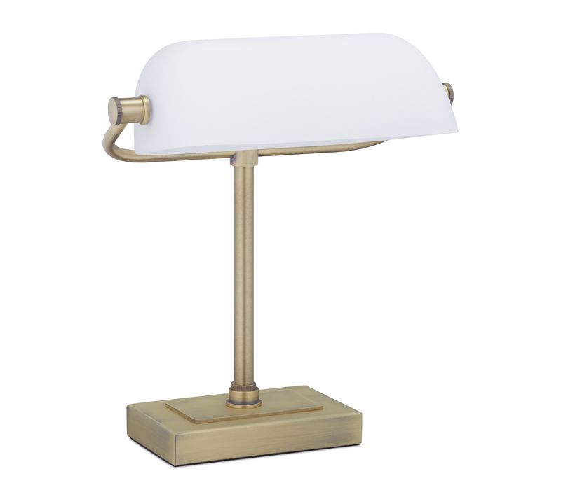 Lampe De Banquier Avec Abat-jour Blanc