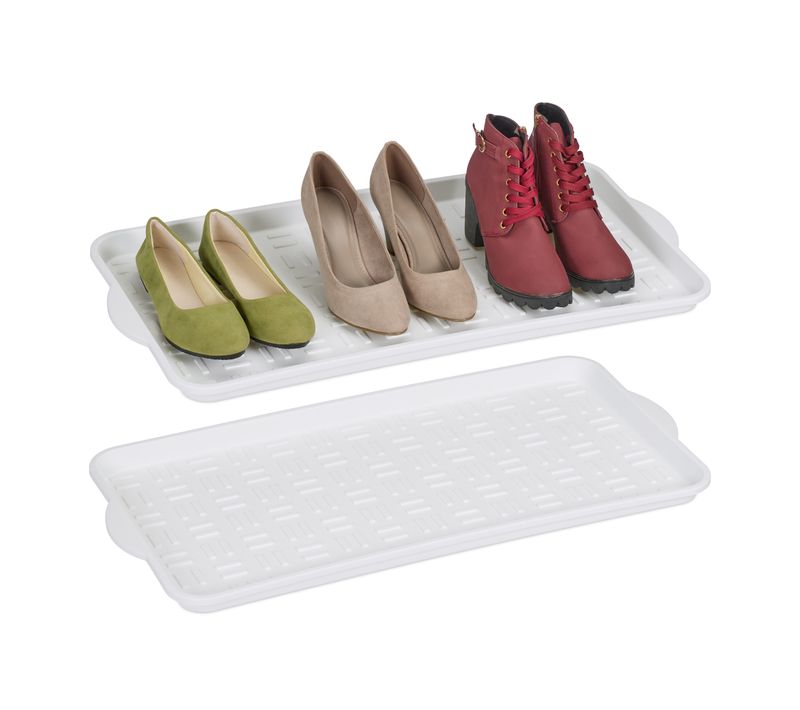 Lot De 2 Plateaux à Chaussures Blancs