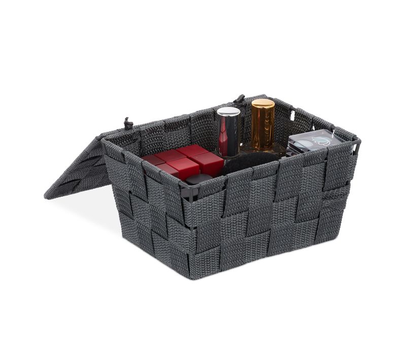 2 Paniers De Rangement Gris à Couvercle