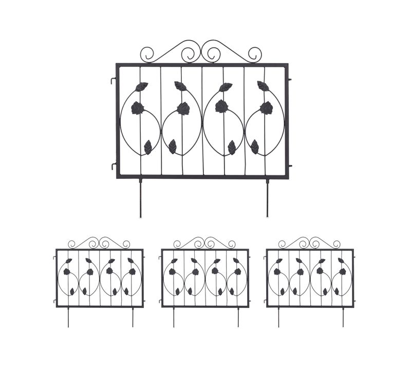 4 Pièces Barrière De Jardin En Métal