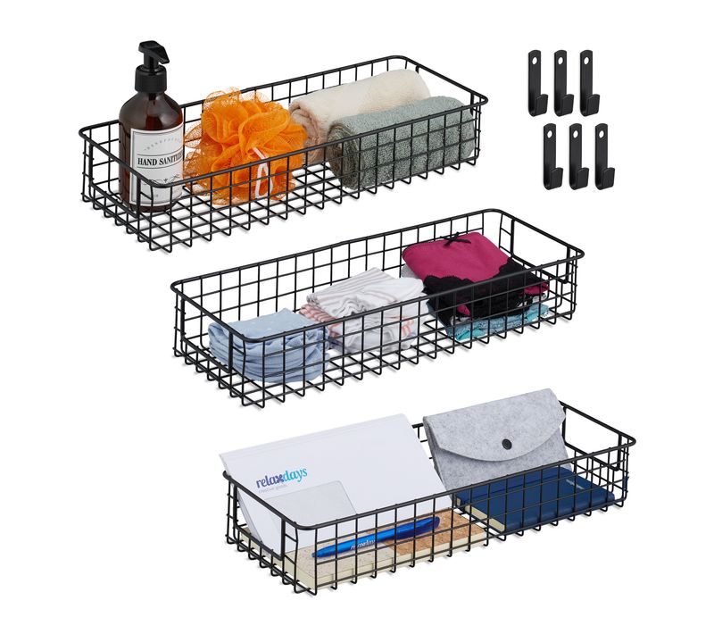 Panier Métallique Noir En Lot De 3