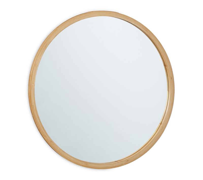 Miroir Mural Rond Avec Cadre En Bambou