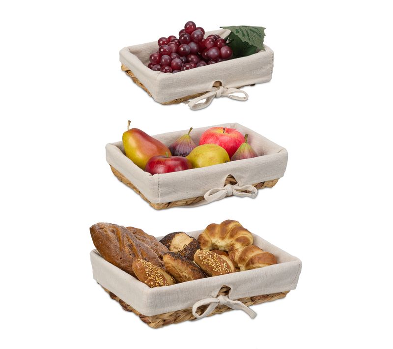 Lot De 3 Corbeilles à Pain Avec Tissu