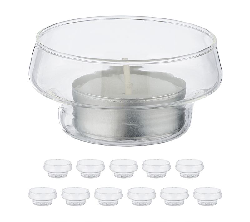 Lot De 12 Photophores Flottants En Verre
