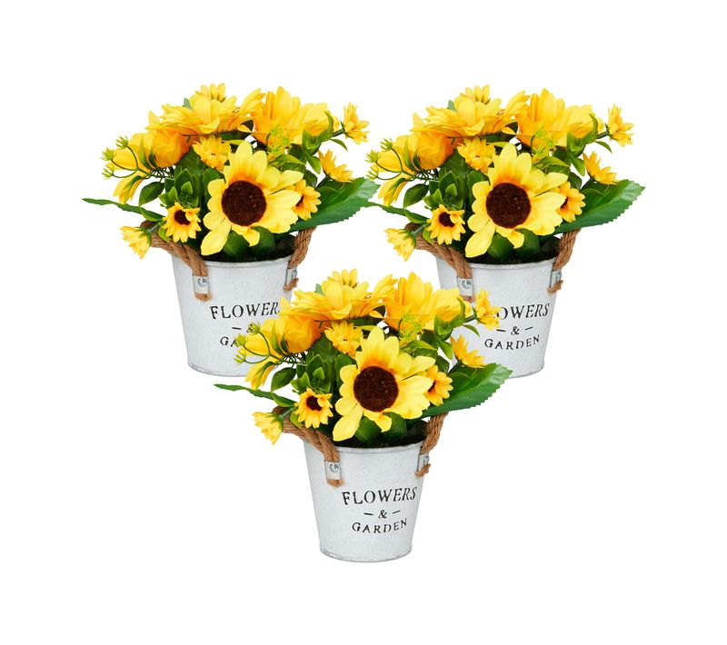 Tournesols Artificiels En Pot - 3 Pots