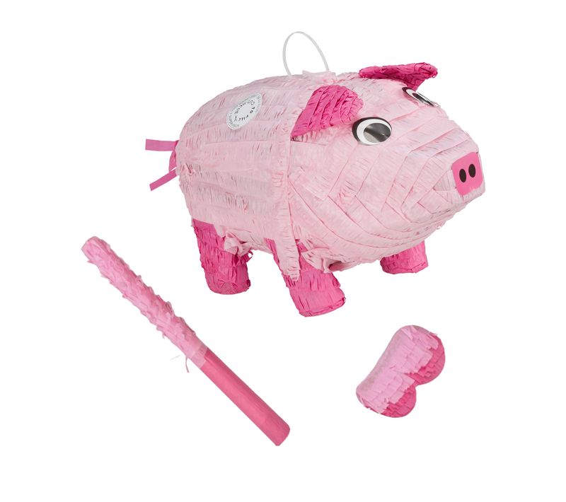 Ensemble Pinata Cochon Avec Bâton
