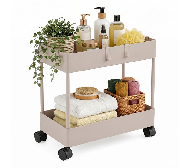 Chariot De Cuisine à 2 Niveaux Beige
