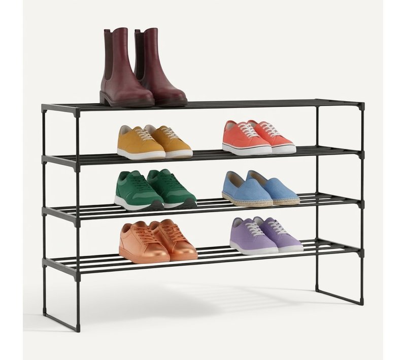 Étagère à Chaussures Métal, Plateaux Pvc