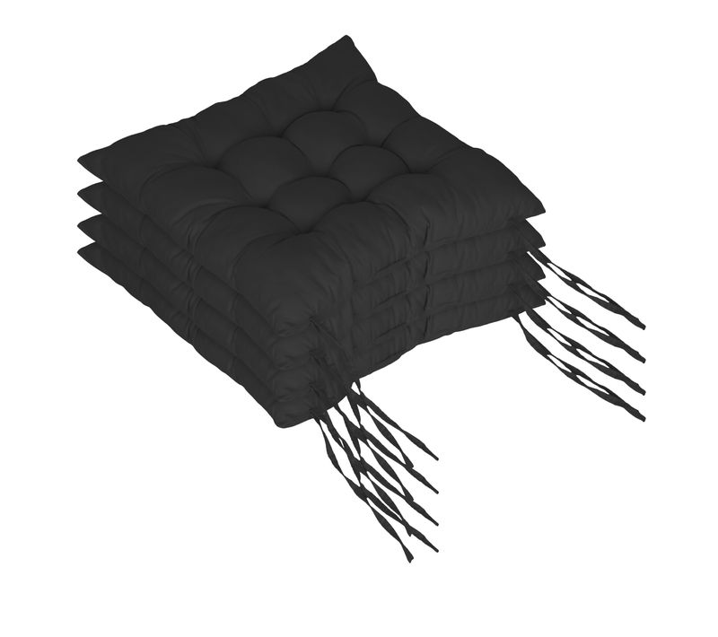 Lot De 4 Coussins Chaise Matelassés Noir