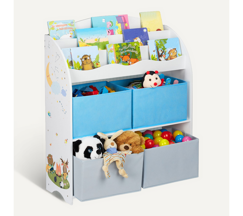 Etagère Enfants Avec 4 Boîtes En Tissu