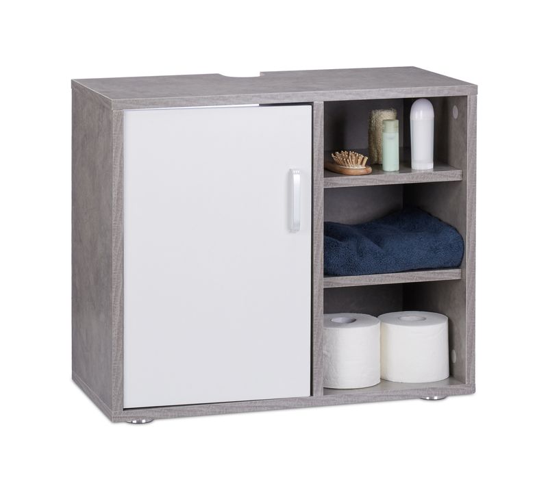 Dessous De Lavabo 1 Porte 3 Étagères Wc