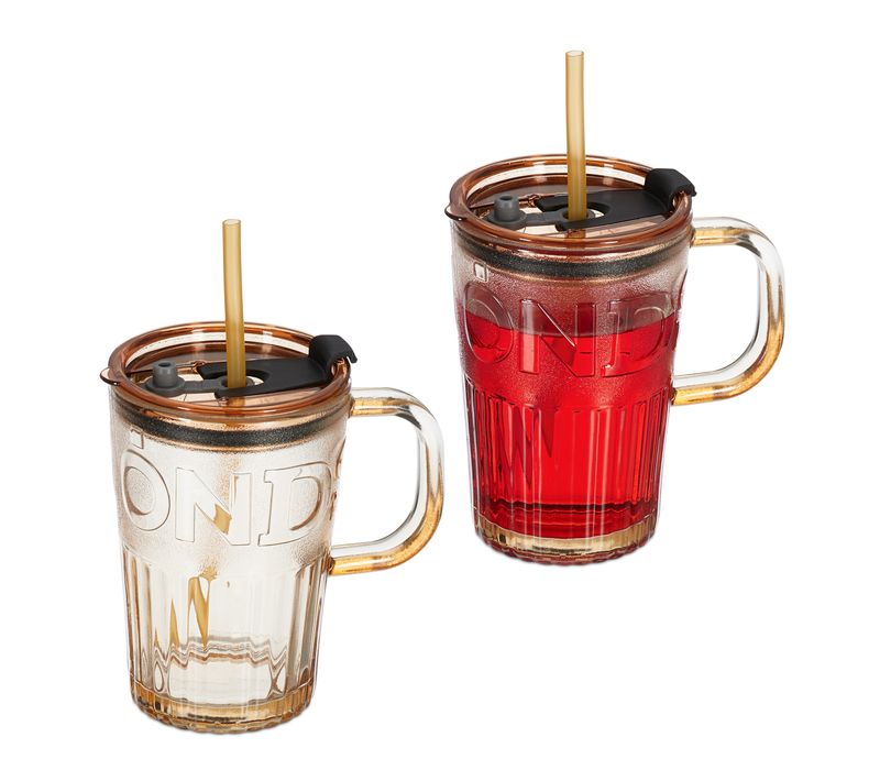 2x Jarres, Chacun Ayant Une Paille