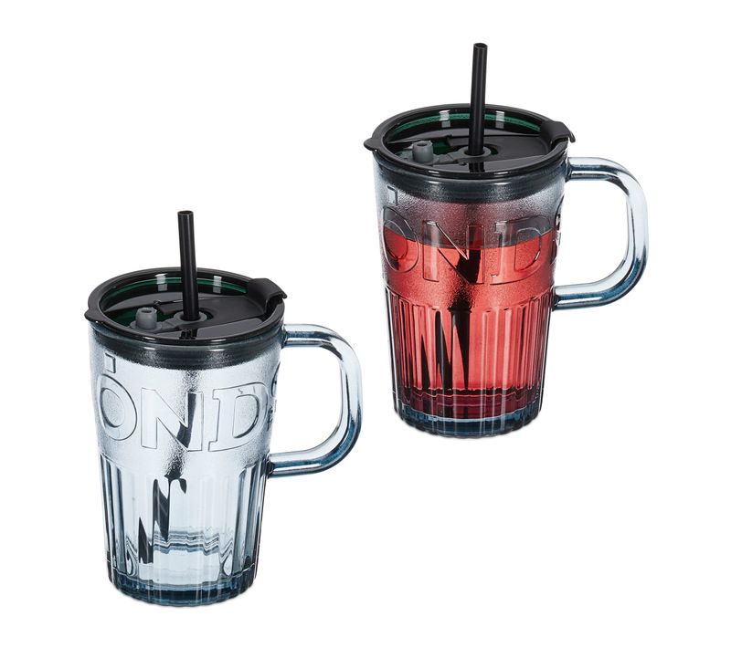 2x Jarres, Chacun Ayant Une Paille