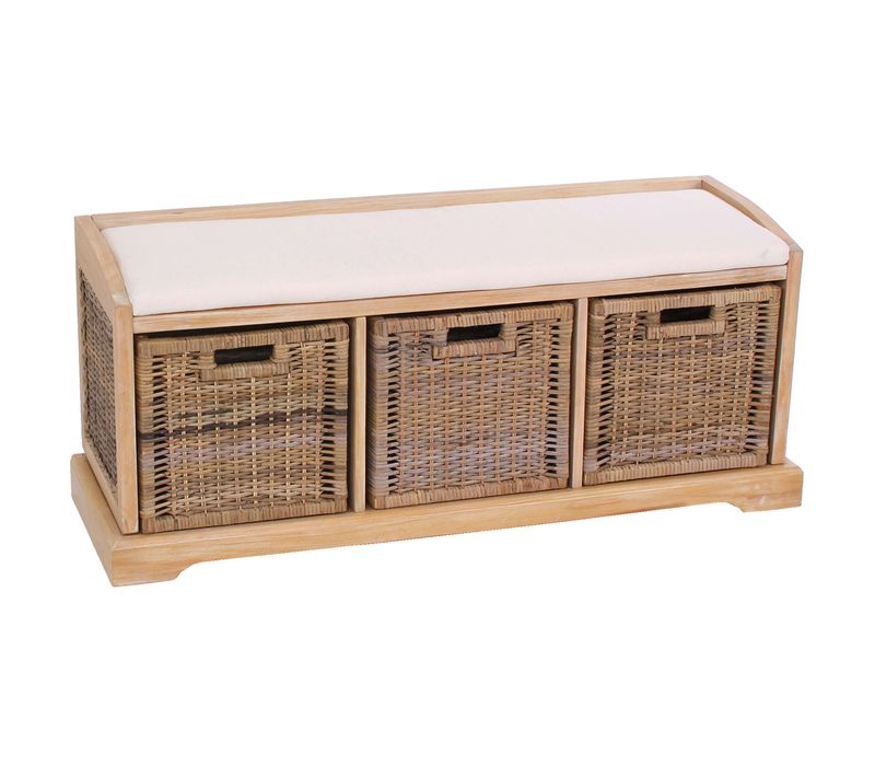 Banc De Rangement Bienne 112x46x37cm Clair