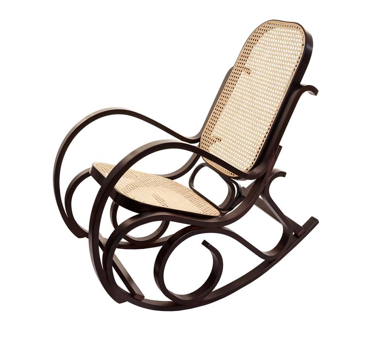Rocking-chair Fauteuil à Bascule, Couleur Noyer, Rotin