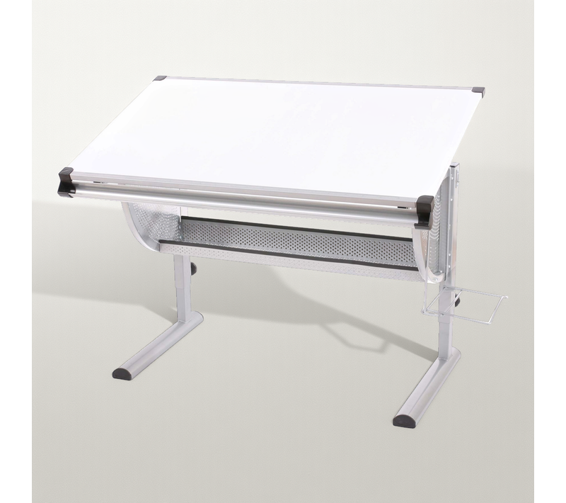 Bureau Enfant Oxford, Plateau Inclinable, Hauteur Réglable ~ Blanc