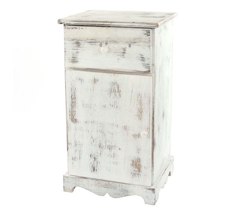 Commode / Table D'appoint / Chevet / Table Haute, 35x29x63cm, Shabby, Vintage ~ Blanc