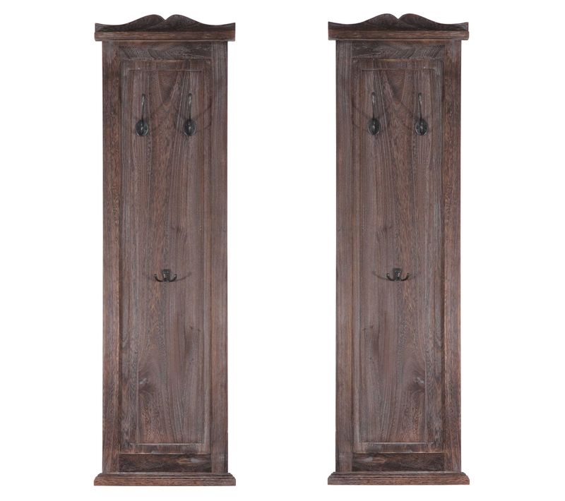 2x Patère, Portemanteau, Vestiaire Ouvert, 28x3,5x109cm ~ Shabby, Vintage, Marron