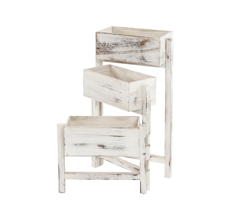 Étagère Jardinière Shabby Vintage Hauteur 65cm Blanc