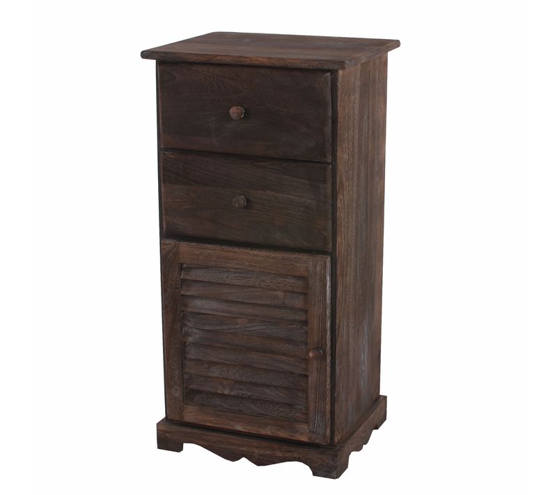 Commode / Armoire, 2 Tiroirs, 1 Porte, 40x32x80cm, Shabby, Vintage ~ Marron