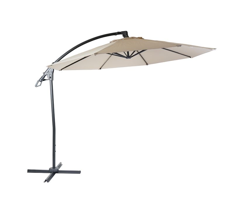 Parasol Déporté De Luxe Hwc-d14, Ø 3m ~ Crème / Blanc Sans Support